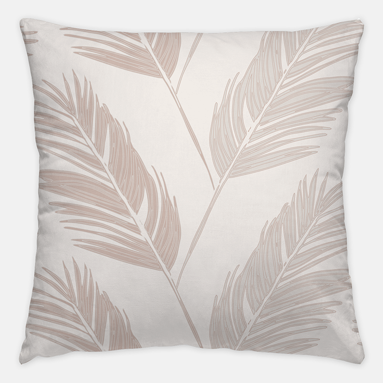 Breezy Tropical Palm Tree Striped Pillow in Tan, Beige and White. Neutral Coastal Home Decor by Noble Winter, Nashville Tennessee