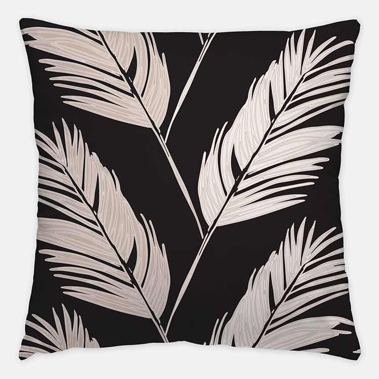 Breezy Tropical Palm Tree Striped Pillow in Black and White. Neutral Coastal Home Decor by Noble Winter, Nashville Tennessee