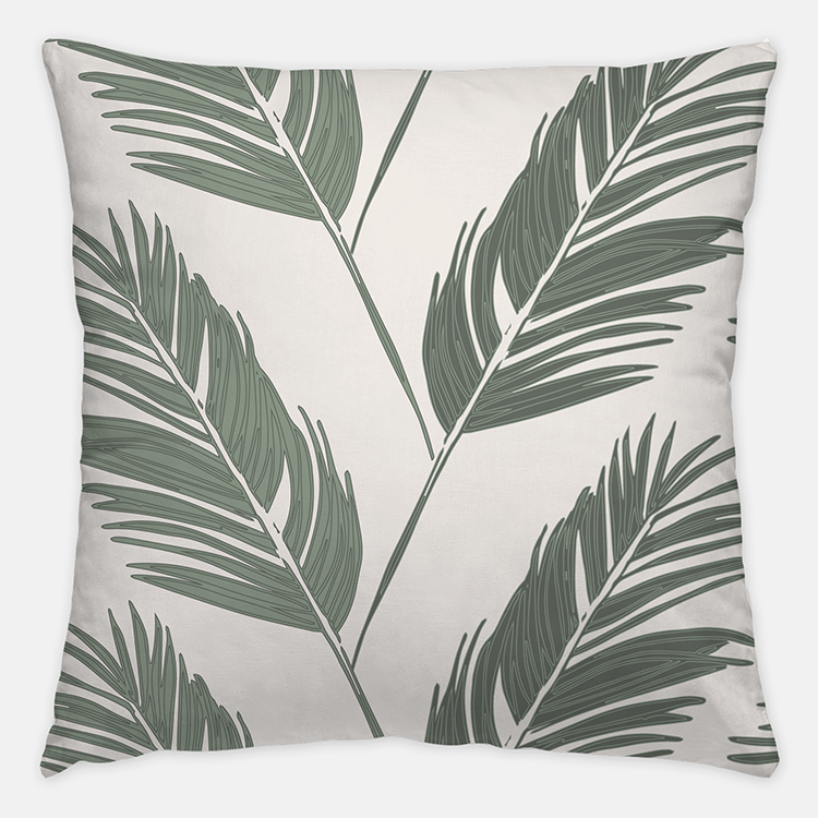 Breezy Tropical Palm Tree Striped Pillow in Earthy Green and Sage. Neutral Coastal Home Decor by Noble Winter, Nashville Tennessee
