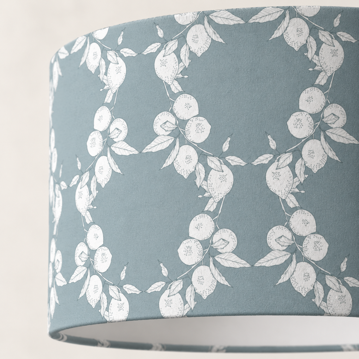 Drum Lampshade in Citron Court Silhouette - Blue Mist