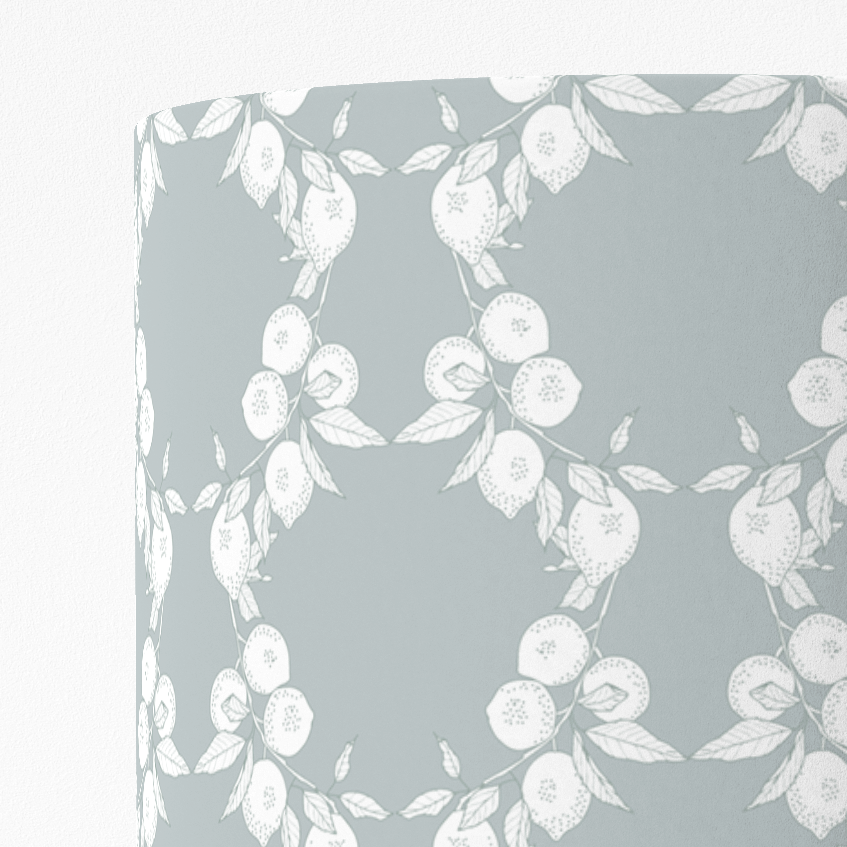 Blue Mist Citron Court Silhouette drum lampshade detail