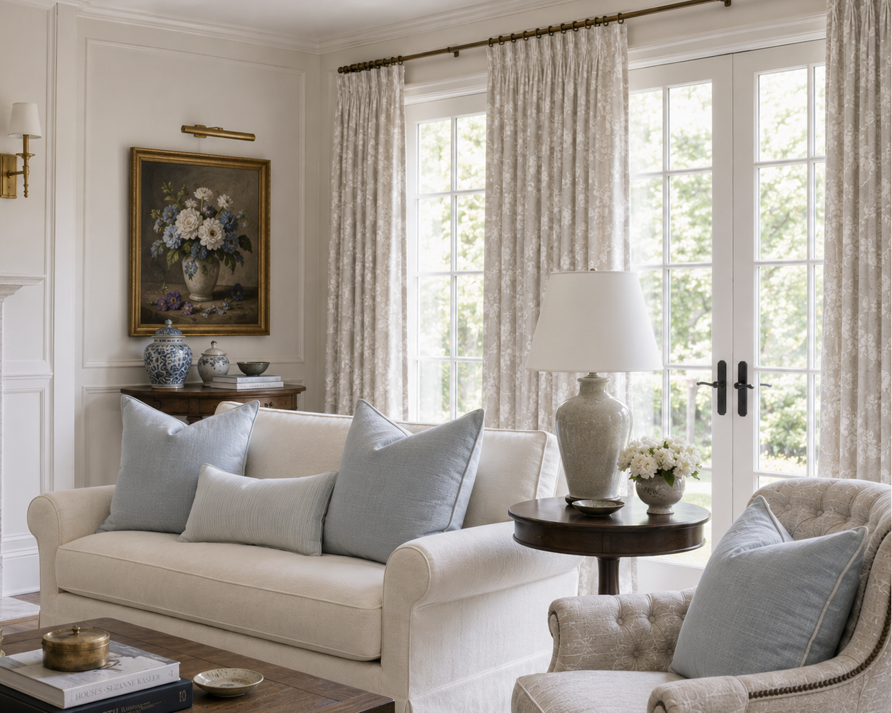 Citron Court Silhouette Fabric - Bisque