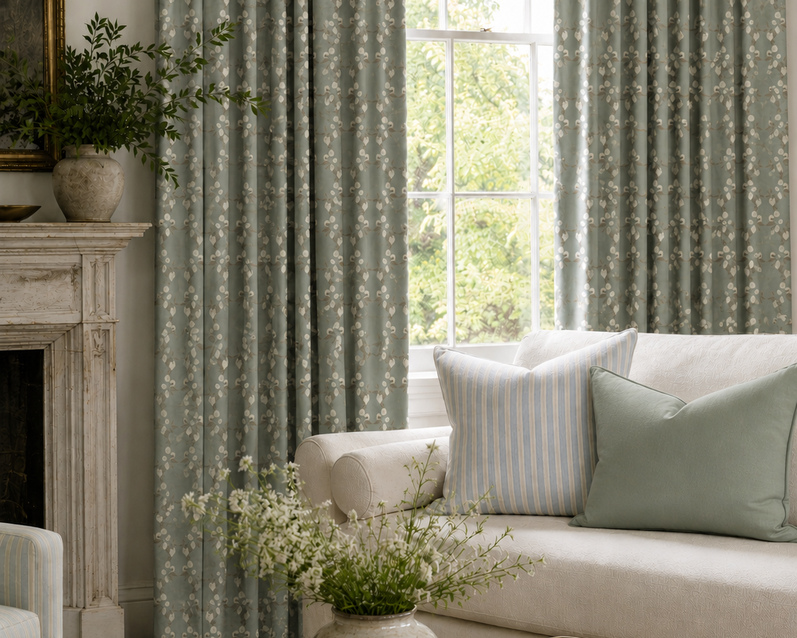 Citron Court Fabric - Mist Blue