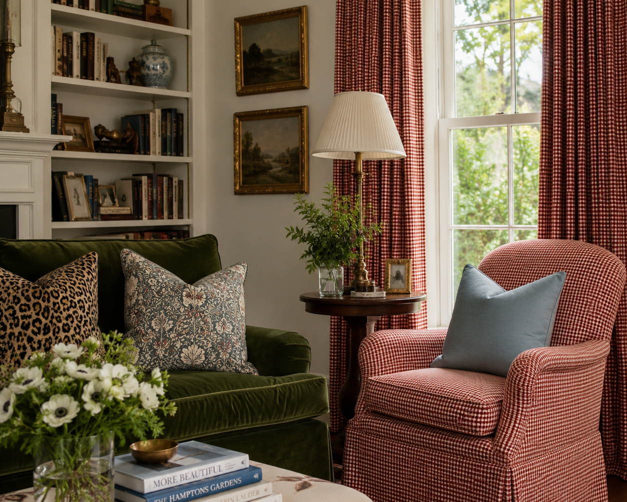 Greenhouse Check Fabric - Mulled Wine