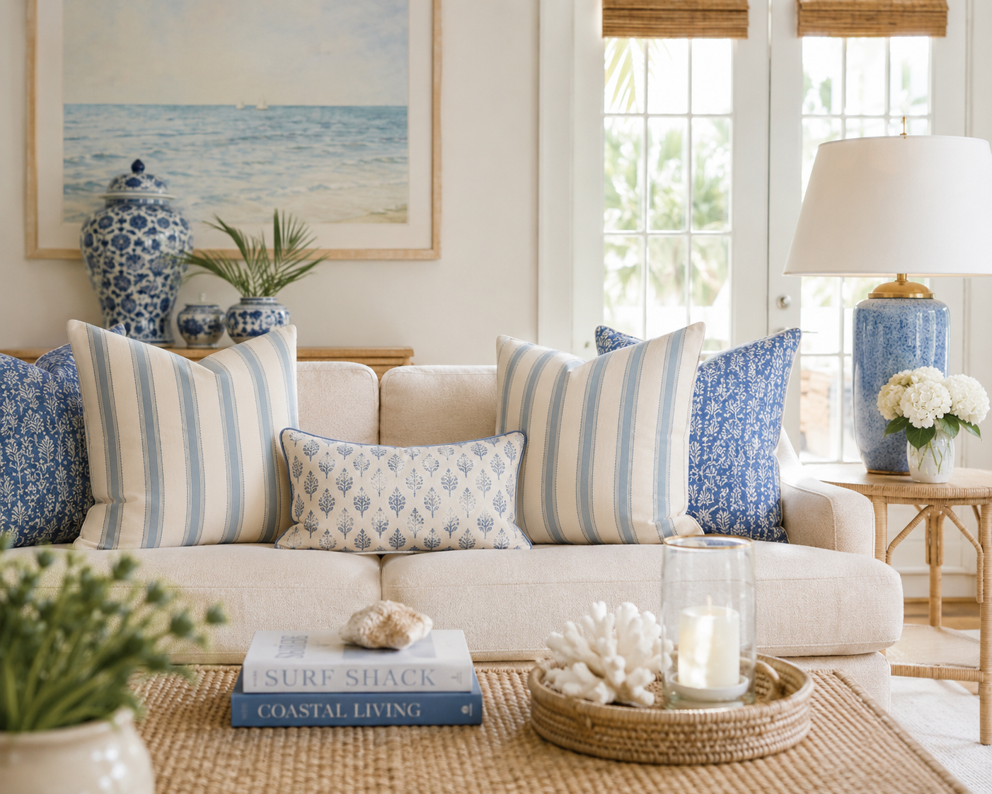 Terrace Stripe Fabric - Weathered Blue