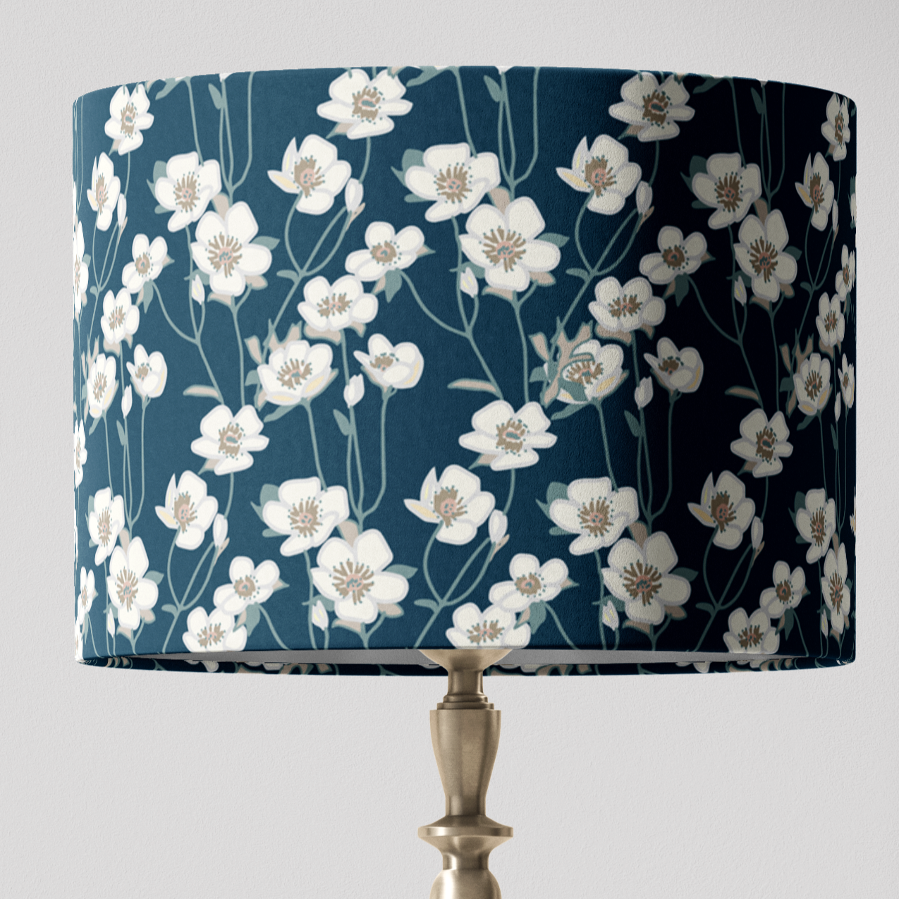 Lampshade in BUTTERCUP FLORAL Sapphire Blue