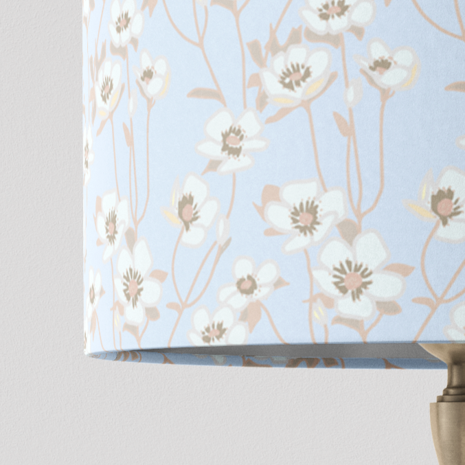 Light Blue Floral Lampshade in BUTTERCUP