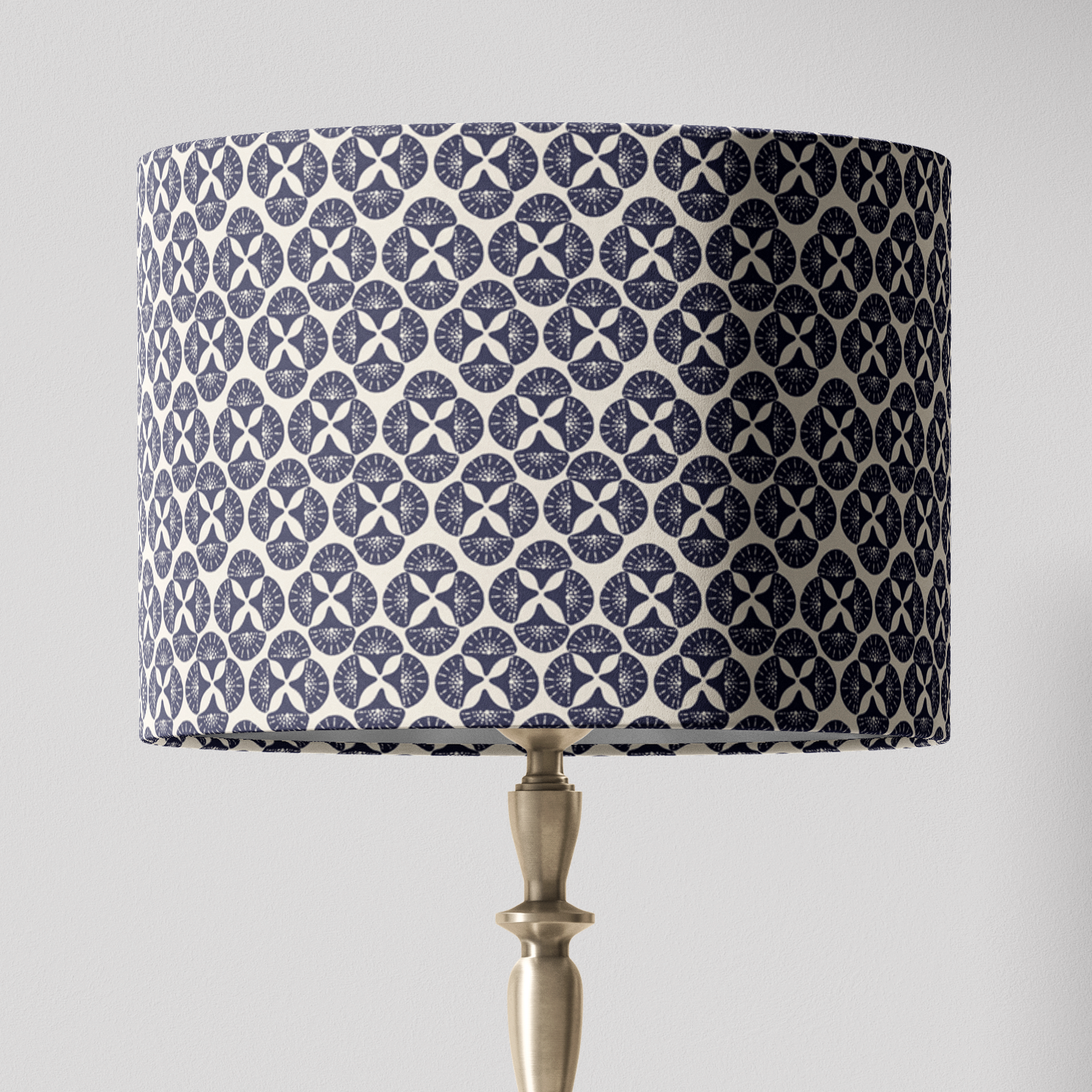 Navy Blue Patterned Lampshade in SEA STAR