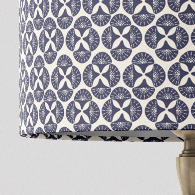 Navy Blue Patterned Lampshade in SEA STAR