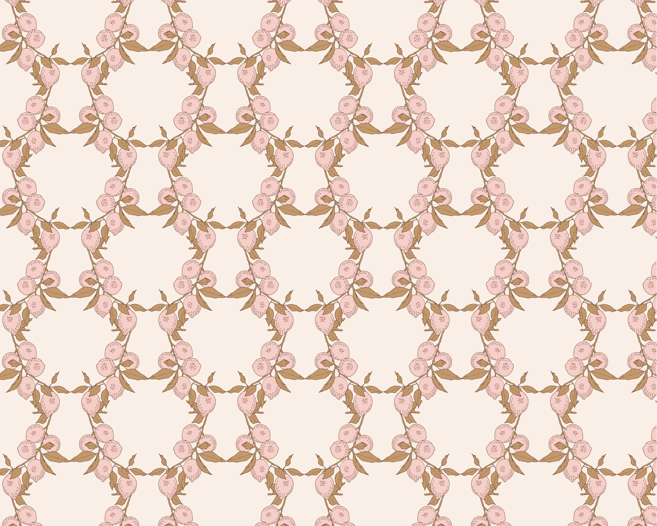 Citron Court Fabric - Rosewater