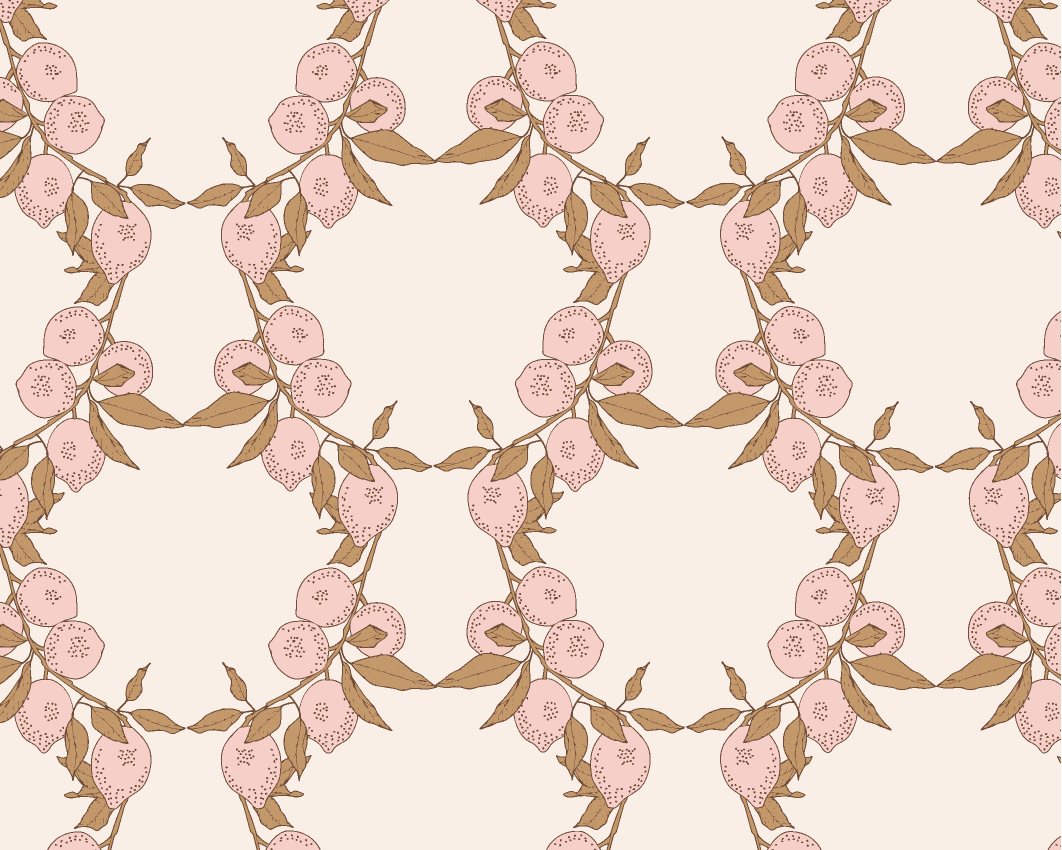 Citron Court Fabric - Rosewater