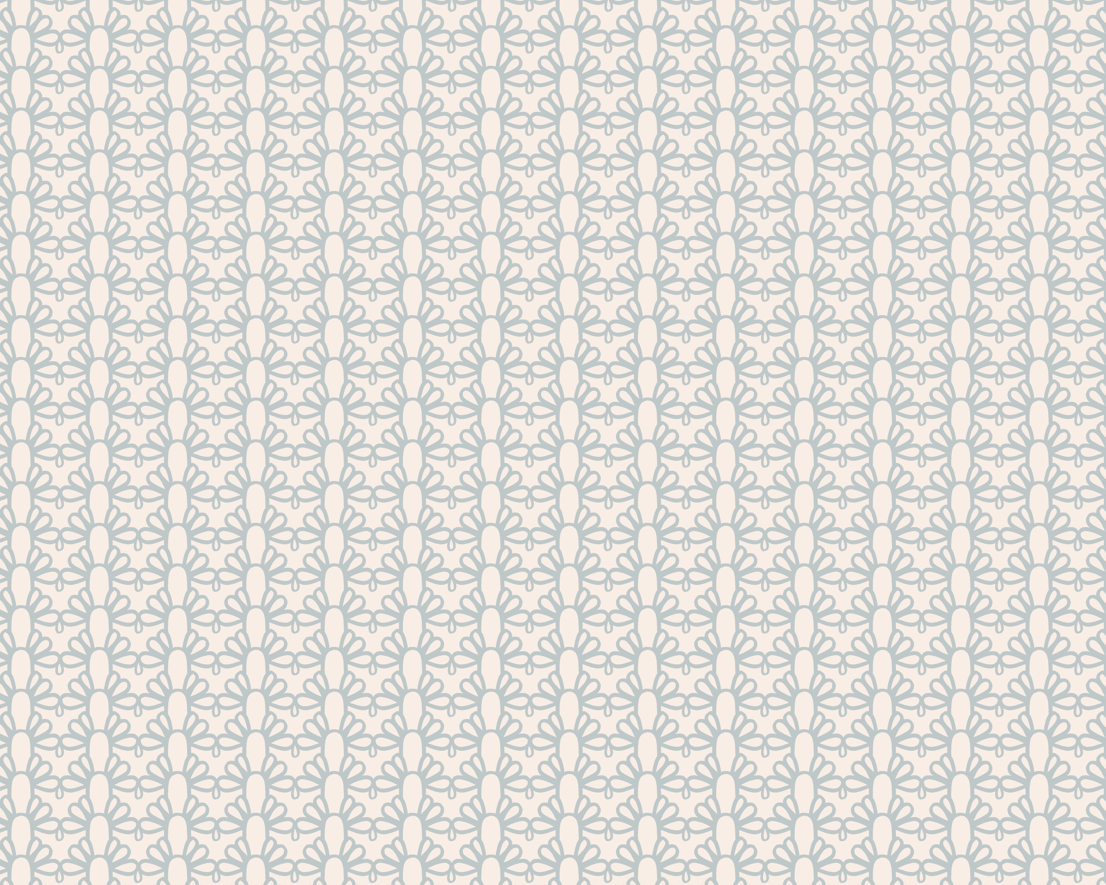 Geometric Arch Pattern in light blue on beige background, digitally prints on cotton twill fabric for home decor.