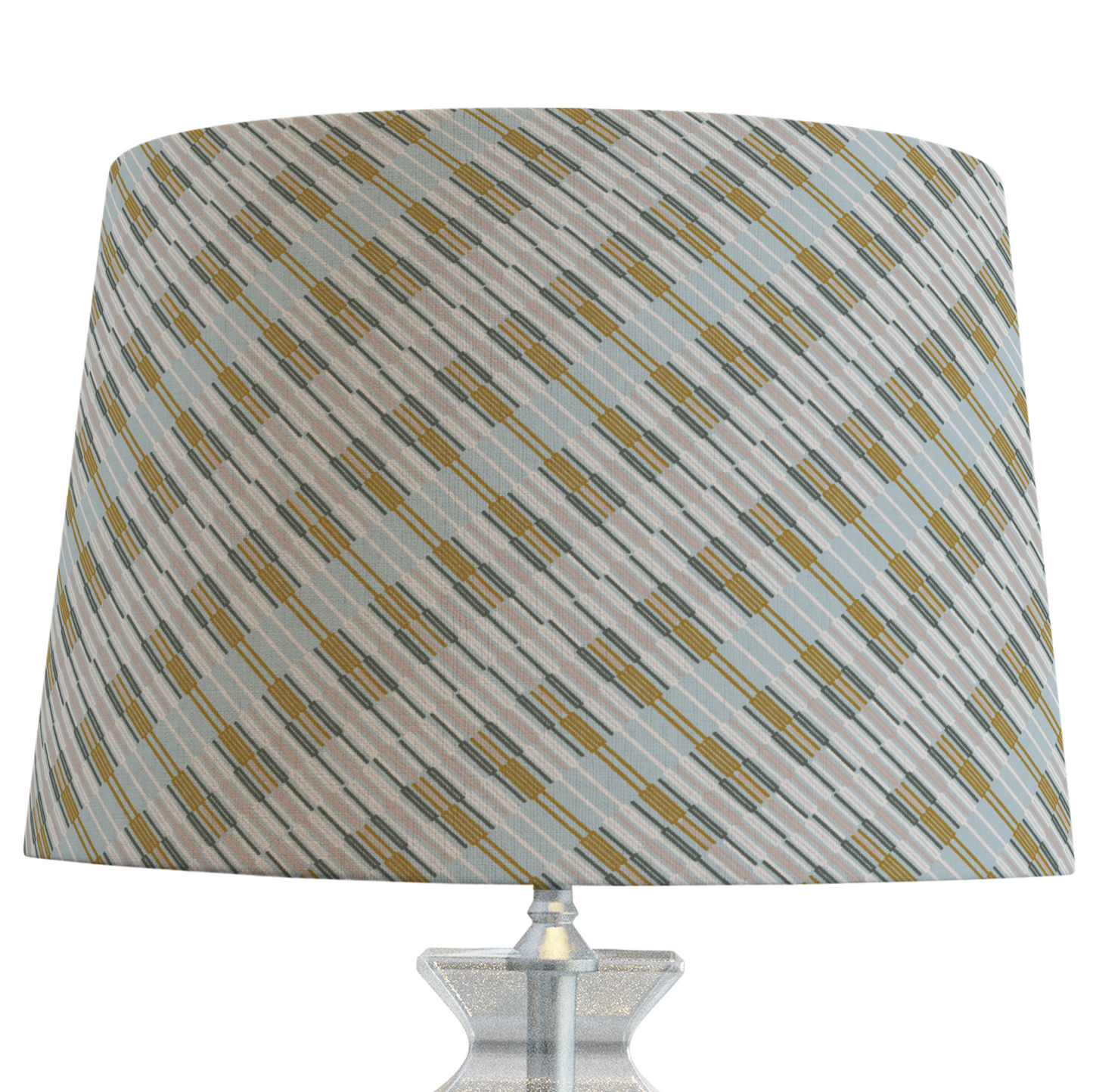 Sky Blue Patterned Lampshade in EMPIRE STRIPE