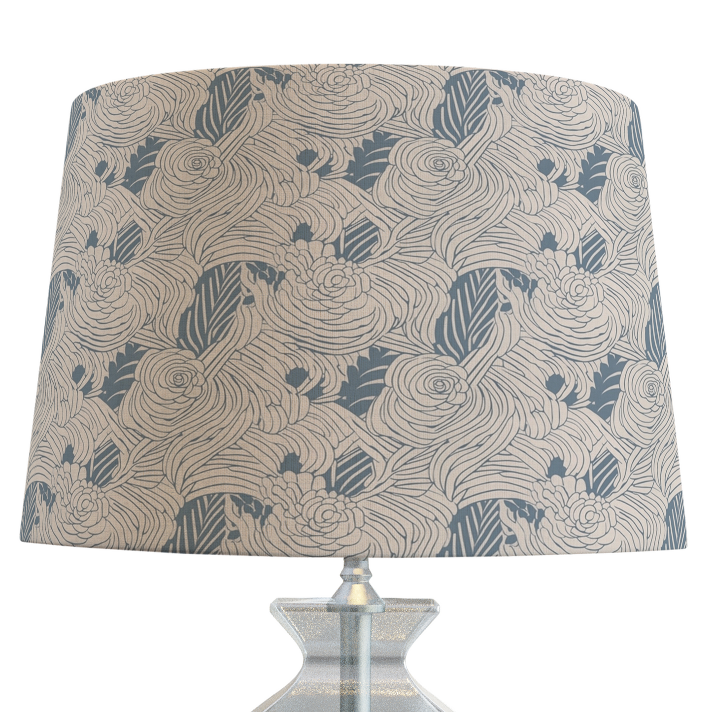 Blue and Cream Patterned Lampshade in DUNES