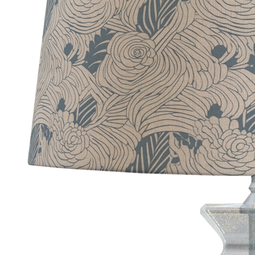 Blue and Cream Patterned Lampshade in DUNES