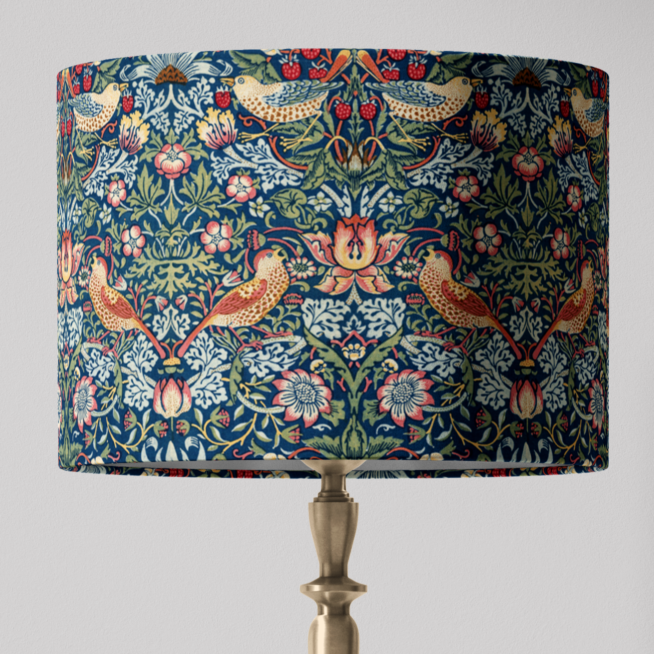 William Morris Lampshade in Strawberry Thief Fabric