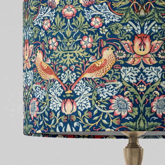 William Morris Lampshade in Strawberry Thief Fabric