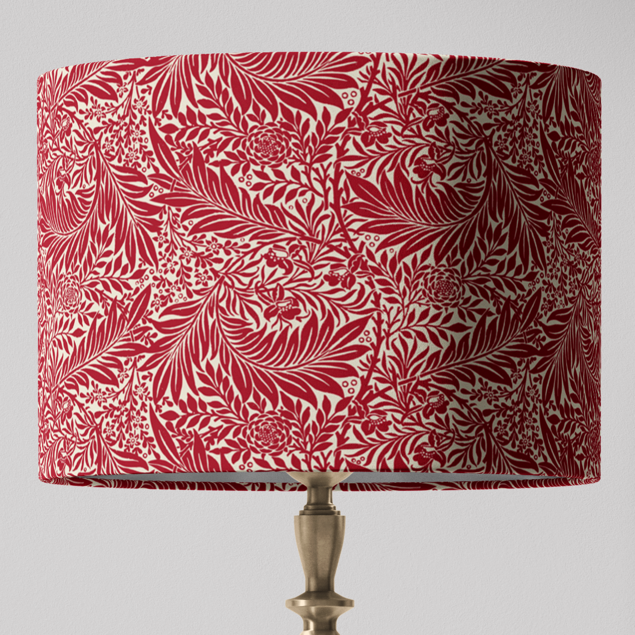 William Morris Lampshade in Red Larkspur Fabric