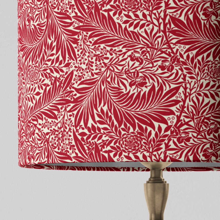 William Morris Lampshade in Red Larkspur Fabric