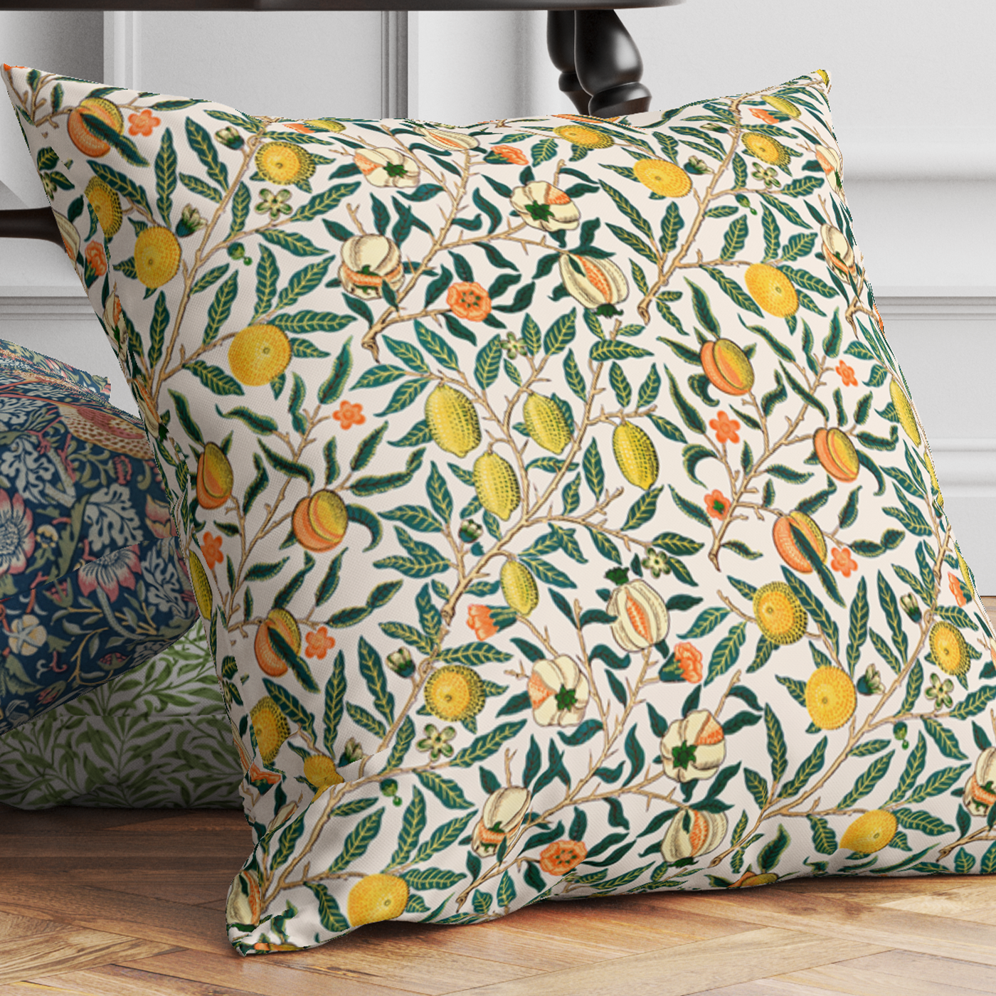 William Morris Throw Pillow in Pomegranate