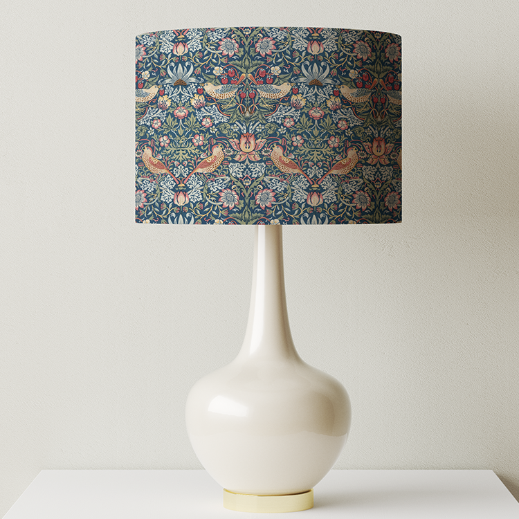 William Morris Lampshade in Strawberry Thief Fabric