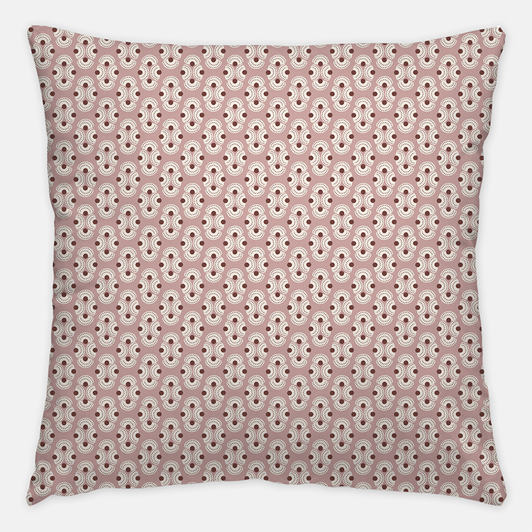 Hand-Stamped Artisanal Throw Pillow in Pink Designer Fabric | Home Textiles by Noble Winter