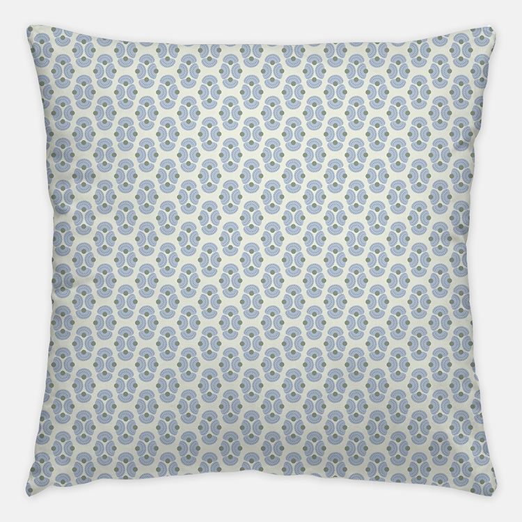 Traditional Sky Blue Throw Pillow Hand Stamped on Luxury Fabric | Home Textiles by Noble Winter