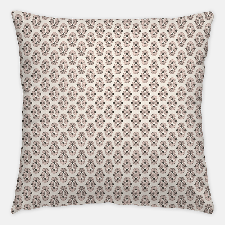 Designer Throw Pillow in Beige and Brown Neutrals Hand Stamped on Luxury Fabric | Home Textiles by Noble Winter