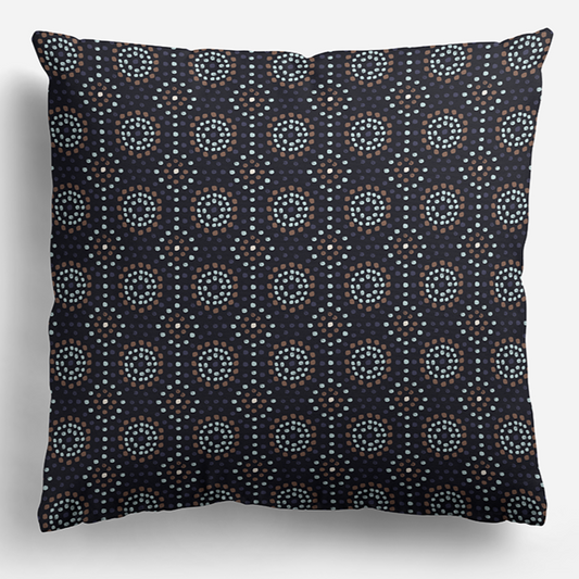 Coastal Home Decor - Navy Blue Throw Pillow in Beach Tile Paint - Hand Painted Artisanal Fabrics and Home Textiles by Noble Winter.