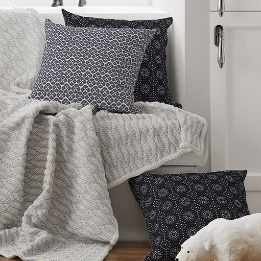 Throw Pillow Cover in COASTAL TILE Navy