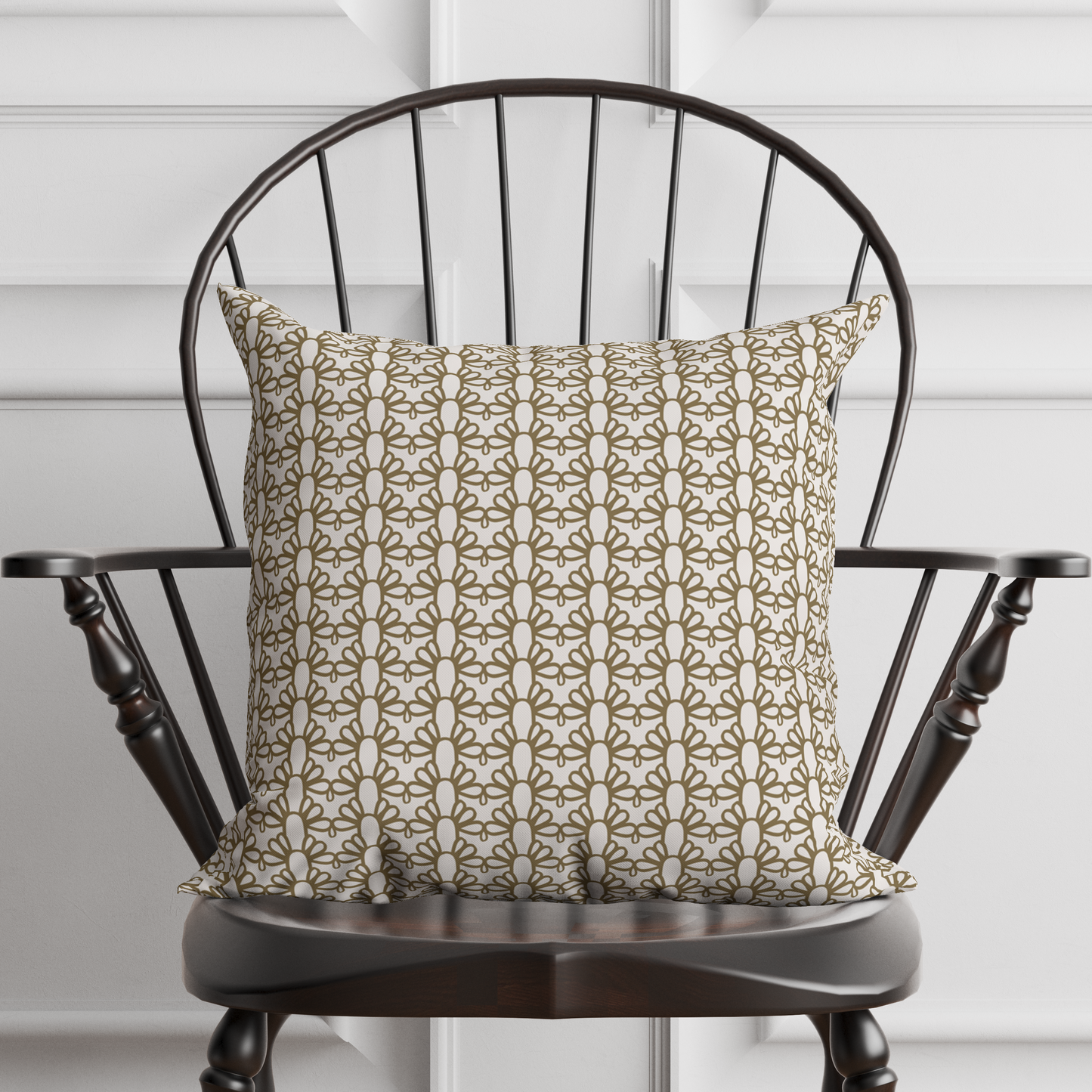 Throw Pillow Cover in FOUNTAIN ARCH Dark Olive