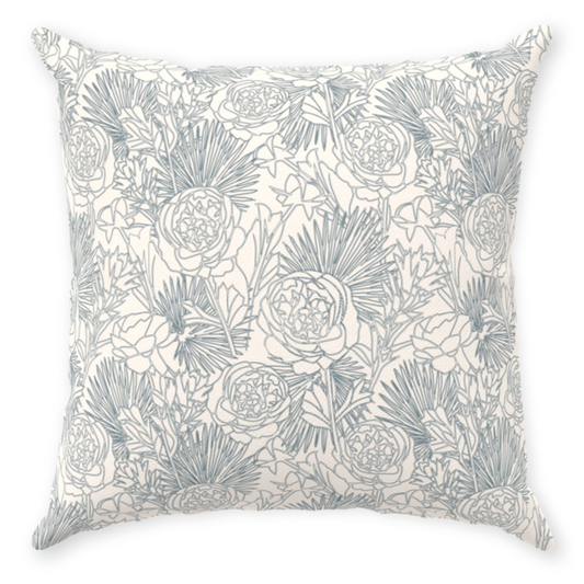 Throw Pillow Cover in PALMETTO ROSE Sea